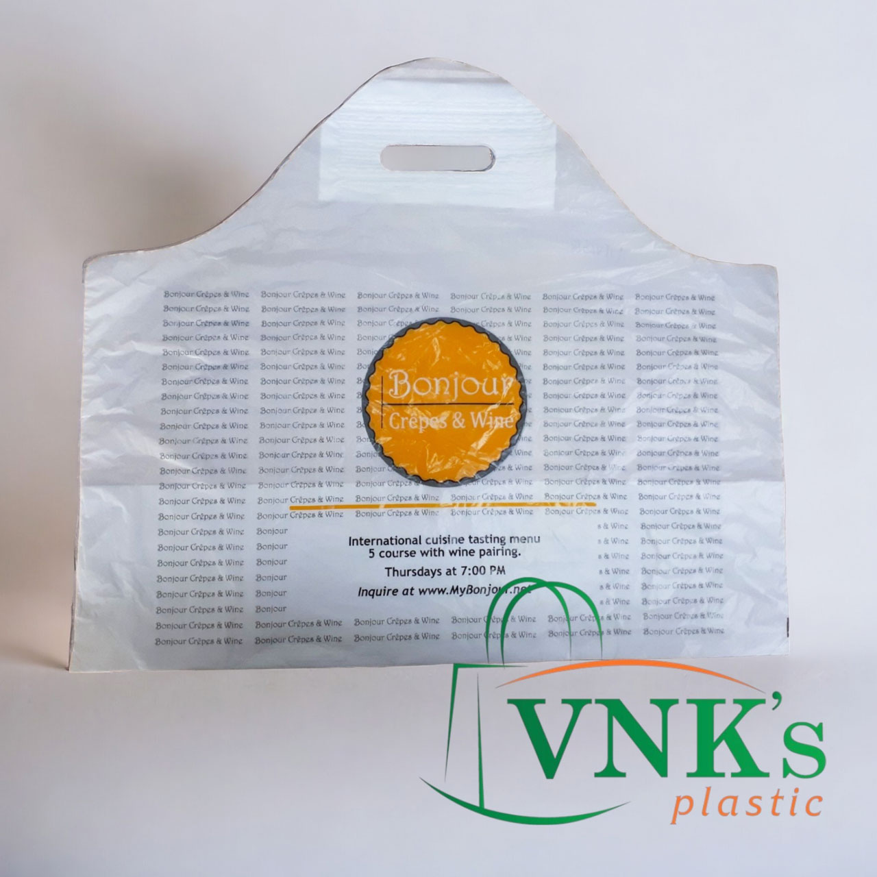 Wave top plastic bags with patch handle