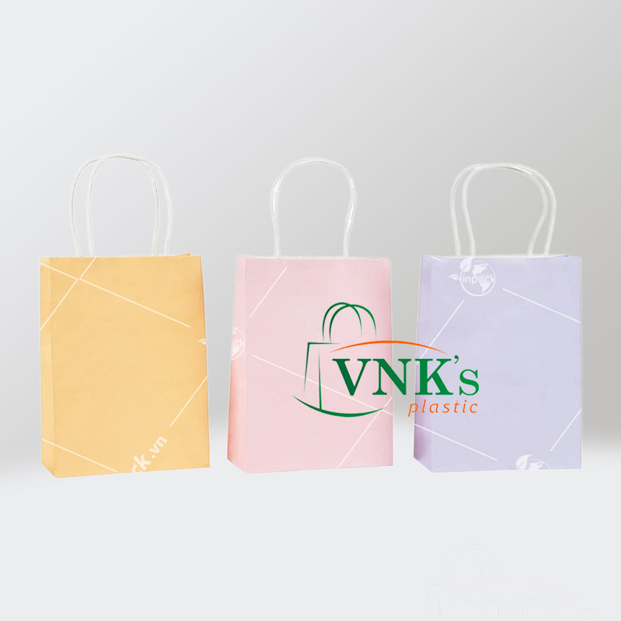 Paper bags with colorful handles
