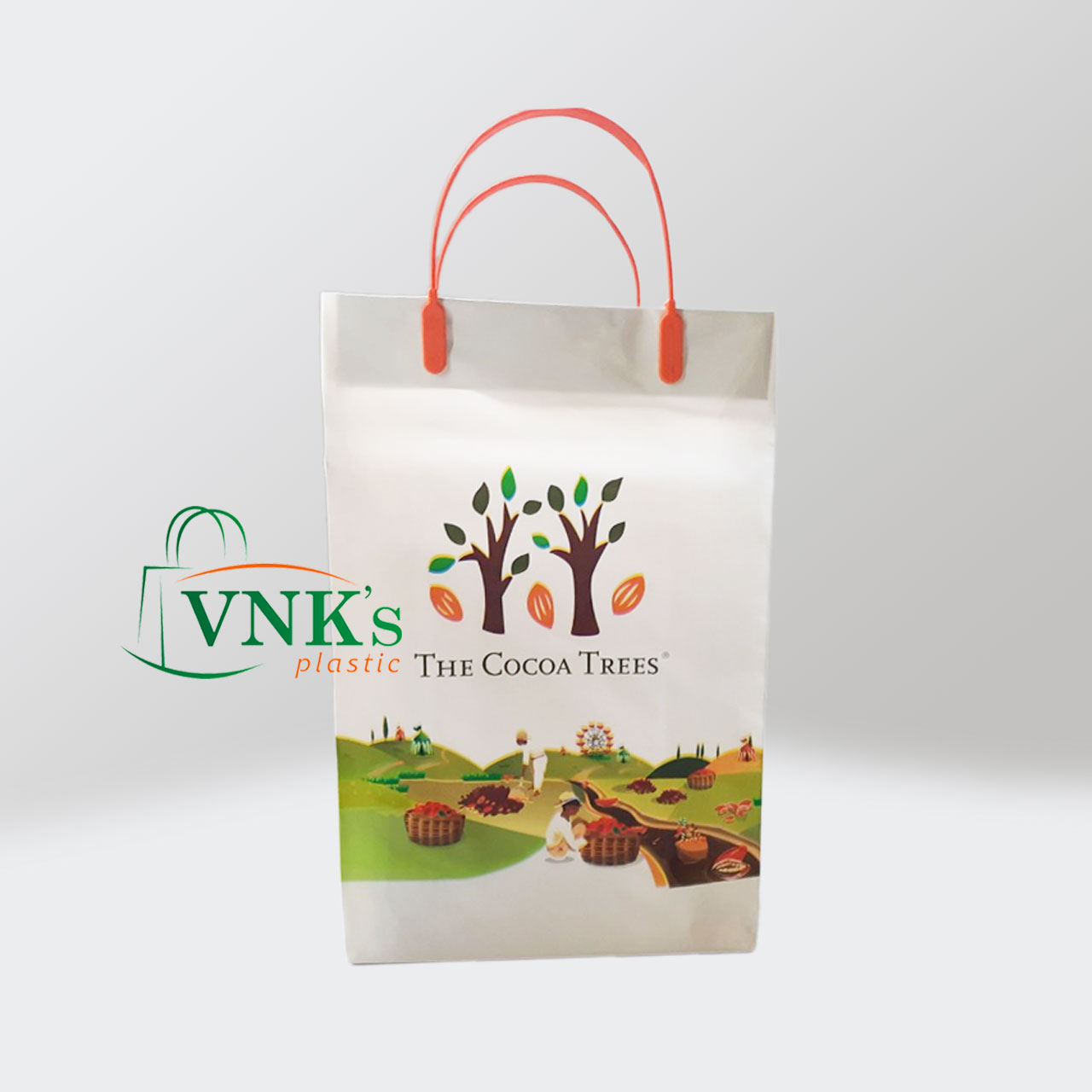 Shopping bag with rigid handle