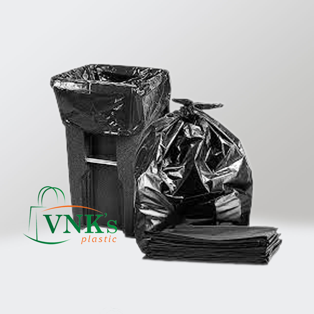 Black disposable recyclable trash bags