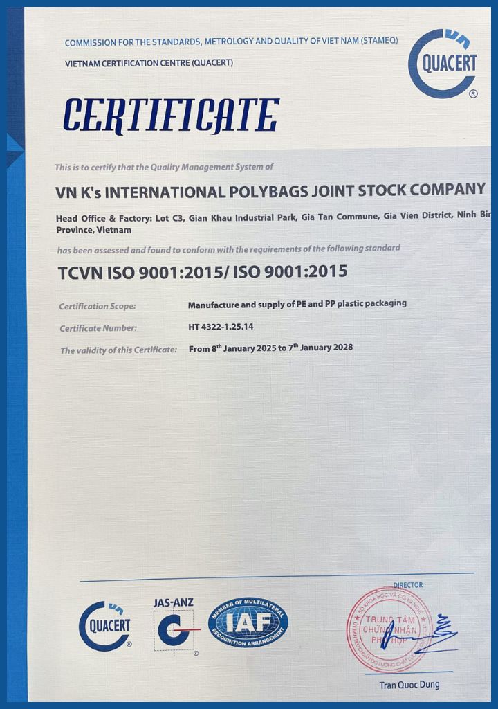 ISO certificate VNK's